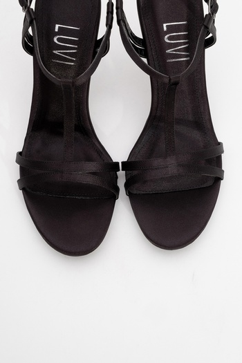 LuviShoes Credo Black Satin Women's High Heeled Shoes