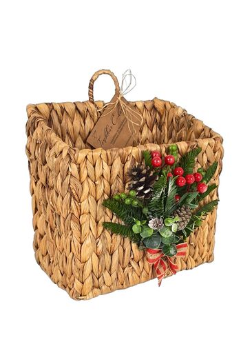EVİMTATLIEVİM New Year's Wicker Door Basket Newspaper Holder Mailbox 30cm