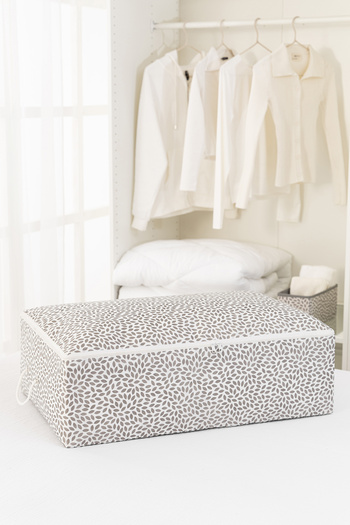 REKHOME Set of 2 Gray Leaf Mega Size Base under Bed Cabinet Pillow Quilt Clothing Sweater Clothes Bag