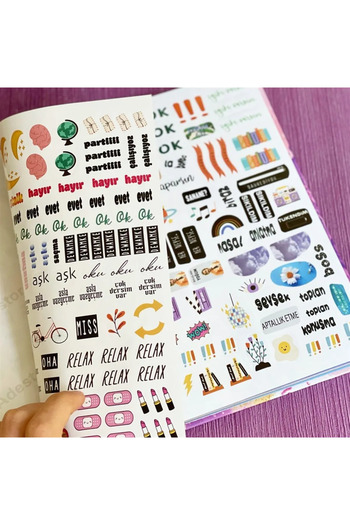 hediyeofisi Pink Sakura Design |   Undated Talking Agenda Weekly Planner Notebook with Sticker