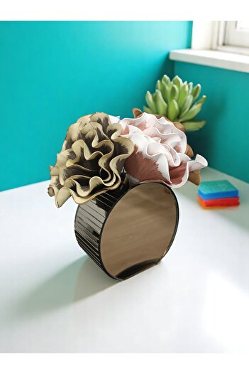 BeQ Home Mirror Vase - 20 cm Bronze Mirror Vase - Decorative Dry Flower Vase - Decoration Stylish Round Flower Pot