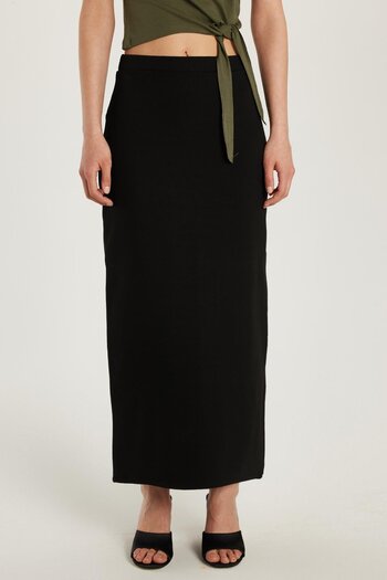 Tudors Women's Slim Fit Slim Fit Viscose Ankle Length Black Pencil Skirt