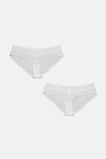 Tchibo Women 2 Pcs Brazilian Textured Panties, White