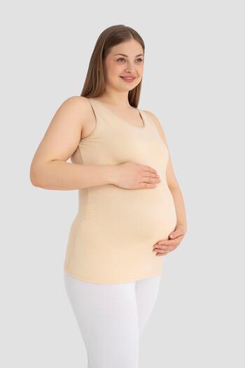 Arma Yıldız Soft Textured Cotton Maternity Undershirt with Skin Color Thick Straps