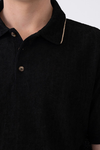 İLKCET MODA Buttoned Collar Detail Oversize Men's T-Shirt