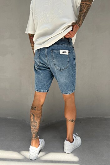 MADZEYMODA Mavi Denim Kumaş Erkek Jean Kot Şort Mz526