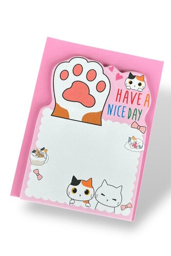 TAKIŞTIR Pink Color Cat Figured Adhesive Note Paper