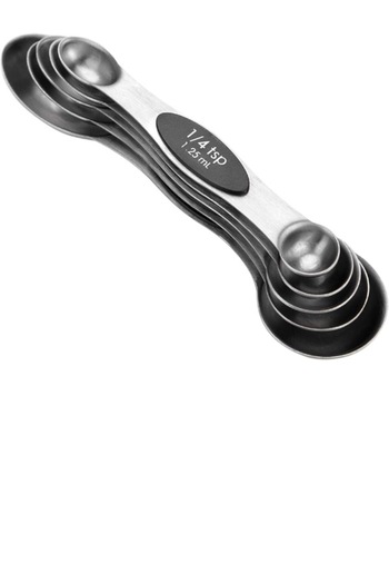 ABAREEK Set of 4 stainless steel pizza cutters, spice needles, tongs, and measuring spoons