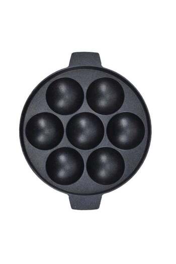 ROYALFORD 7 Pits Aluminum Appam Maker Black 20.3x17x2.8cm