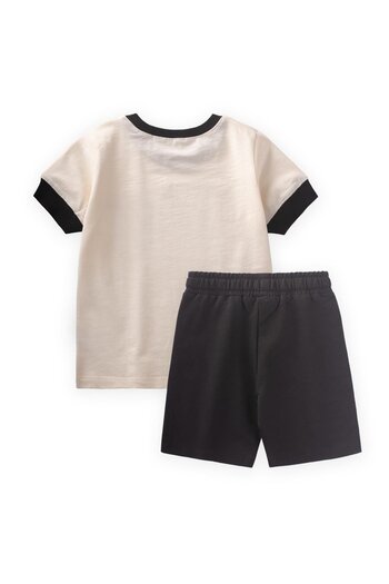 Cigit No 03 Printed Capri Suit 2-10 Years Ecru