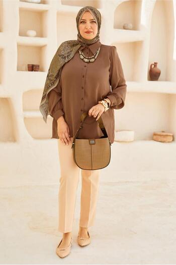 Alvina Shirt Collar Large Size Tunic 20750