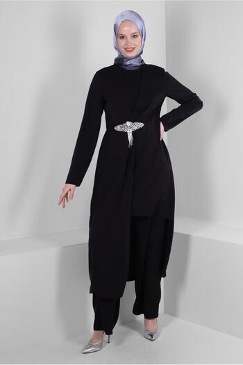 Alvina ASYMMETRIC CUT STONE DETAILED DOUBLE PANT SUIT 30324