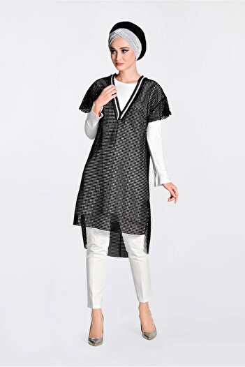 Alvina Mesh Grosgrain Stripe 2'Li Tunic 4378