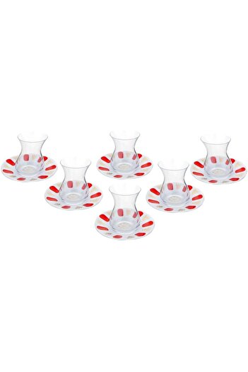 STOREMAX Goldwhirl Red Gilding Passion 12 Piece 6 Person Tea Set Trendflash 467437