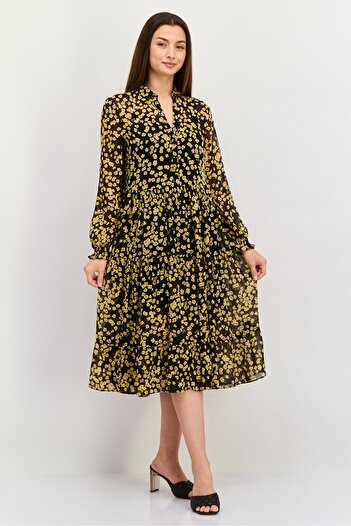 Tommy Jeans Women Allover Printed Midi Dress, Black Combo
