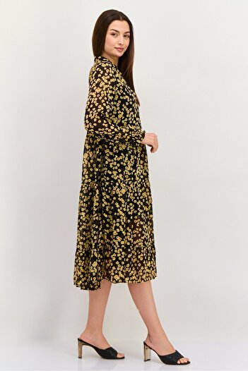 Tommy Jeans Women Allover Printed Midi Dress, Black Combo