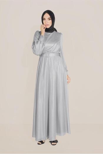 Alvina Glossy Fabric Belt Dress 40736