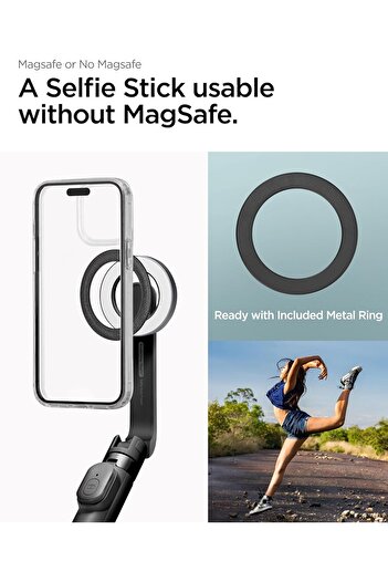 Spigen MagSafe Selfie Stick Tripod Stand (MagFit) for iPhone 16 15 14 13 12 Pro Max & Android Black