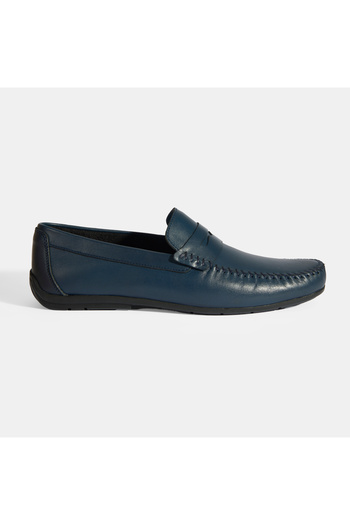 Desa Ανδρικό δερμάτινο slip-on loafer Jovian Navy Blue