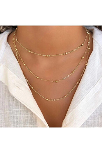slient jewelry Women's 3 Piece Ball Chain Necklace