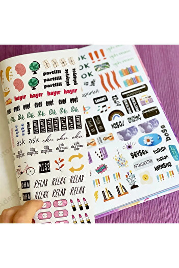 hediyeofisi Pembe Sakura Tasarımlı | Sticker'lı Tarihsiz Konuşan Ajanda Haftalık Planlayıcı Defter