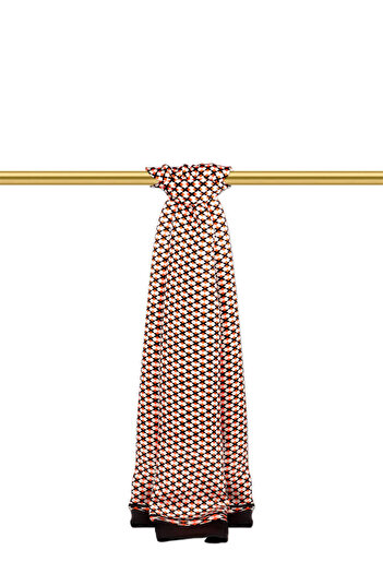 Bursa İpek Orange Patterned Men's Silk Kaşkol