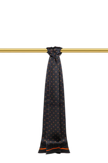 Bursa İpek Orange Patterned Men's Silk Kaşkol