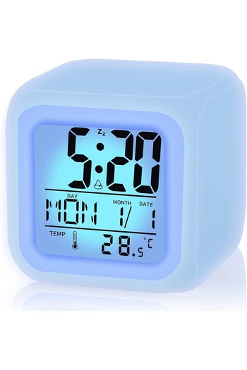 Generic Digital 7-Color Changing LED Alarm Clock with Glowing Light, Temperature Display & Date Function