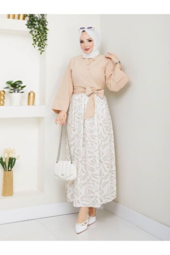 SHİROSA Skirt Shirt Bow Detailed Two-Piece Set