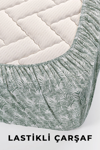 Evimemoda Double Pique Set with Elastic Sheets Code Oslo Green