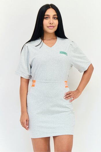 adidas Women Sportswear Fit Embroidered Logo Outdoor Dress, Grey