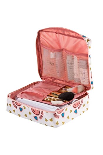 Ecoform Organizer Καλλυντική τσάντα μακιγιάζ με αδιάβροχη ιδιότητα Smiley Pink (ΔΙΑΣΤΑΣΕΙΣ 17*23*8 CM)