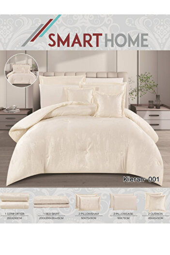 smart home Bridal Jacquard Duvet Set for Two People, Reversible System, 8-Piece Bedspread, 100% Microfiber, Duvet Size 260 x 240 cm