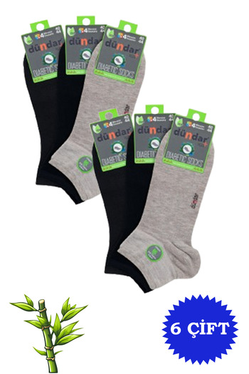 Dündar Men's Bamboo Diabetic Short Socks 4 Seasons 6 Pack
