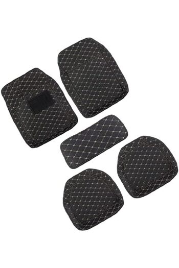 Generic 5 Pcs Set Car Floor Mat Universal Floor Mat for Car Premium & High Quality Rexine Black