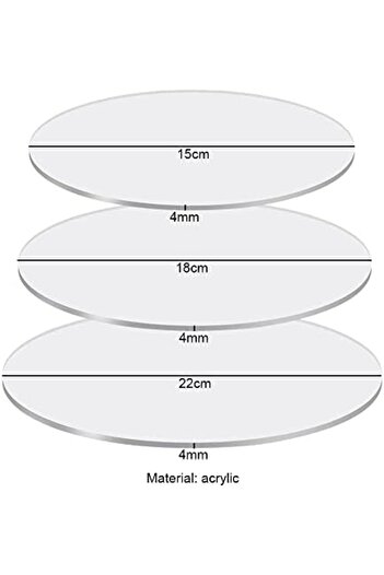 Generic Acrylic Circle, 3 Pcs, Round Transparent Plate for Painting, Cake Stand, DIY Displays (15, 18, 22cm)