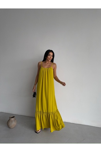 Ekim Store Boyundan Bağlamalı Askılı Salaş Maxi Elbise