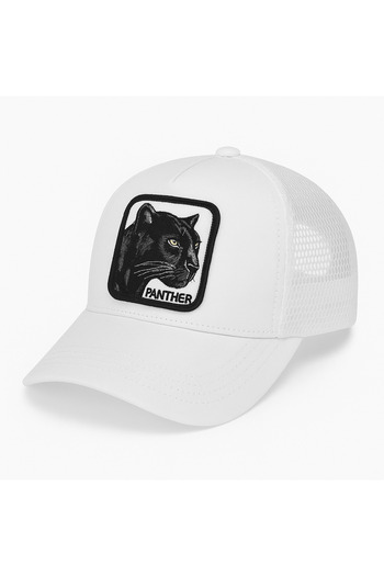 NO BRAND Unisex White Mesh Hat – Panther Embroidered, Sport Style