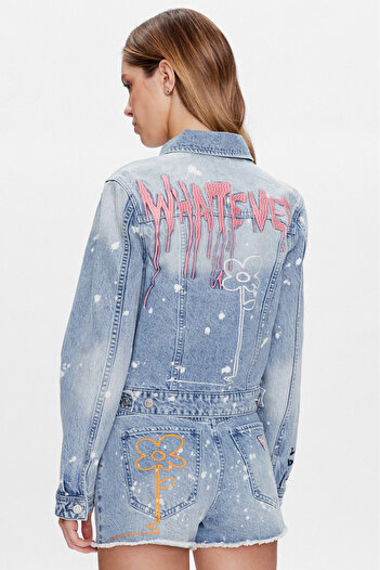 Guess Guess Stevie Denim Jacket W3GN45 White/Light Blue 2XL INTL