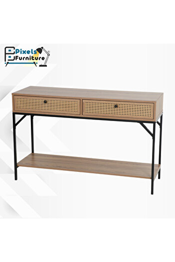 PixelsFurniture طاولة كونسول من بكسل الأثاث, مدخل بسطح من الخشب وبأطراف من المعدن متعدد الاستخدامات
