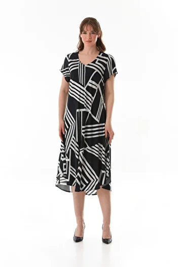 Fulla Moda Striped V-Neck Casual Dress