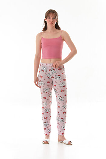 Fulla Moda Kedi Baskılı Pijama Altı