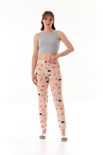 Fulla Moda Bulut Baskılı Pijama Altı