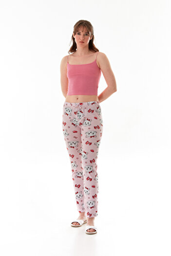 Fulla Moda Kedi Baskılı Pijama Altı