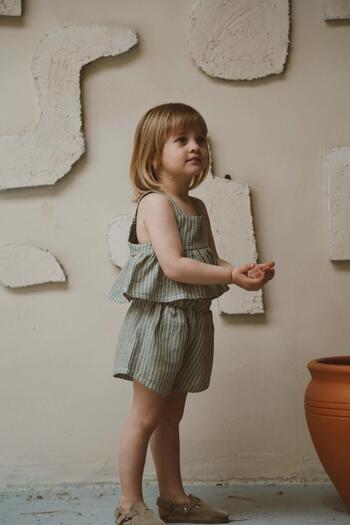 OhlalaKoala Khaki Striped Straps and Shorts Set for Girl