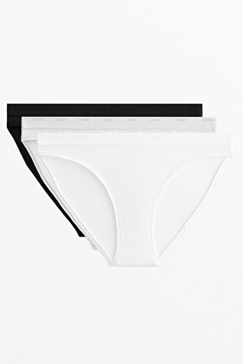 Oysho 3 cotton blend classic briefs with logo