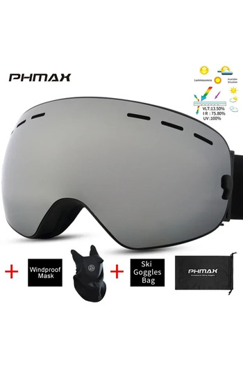 Choice XJ-0102 PHMAX Ski/Snowboard Goggles for Men Women, OTG Snow Goggles Anti Fog UV Protection Red Doubl