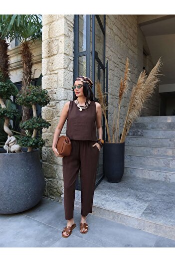 ESRAHELVACI Zero Sleeve Comfortable Blouse Set