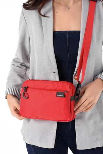 Sanmorris Sn 6012 Women's Shoulder Bag Handbag Water Resistant Parseut Fabric Red