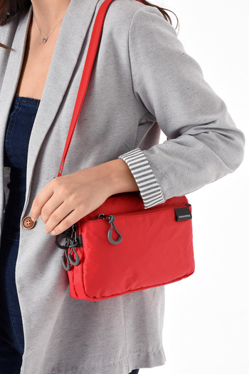 Sanmorris Sn 6012 Women's Shoulder Bag Handbag Water Resistant Parseut Fabric Red